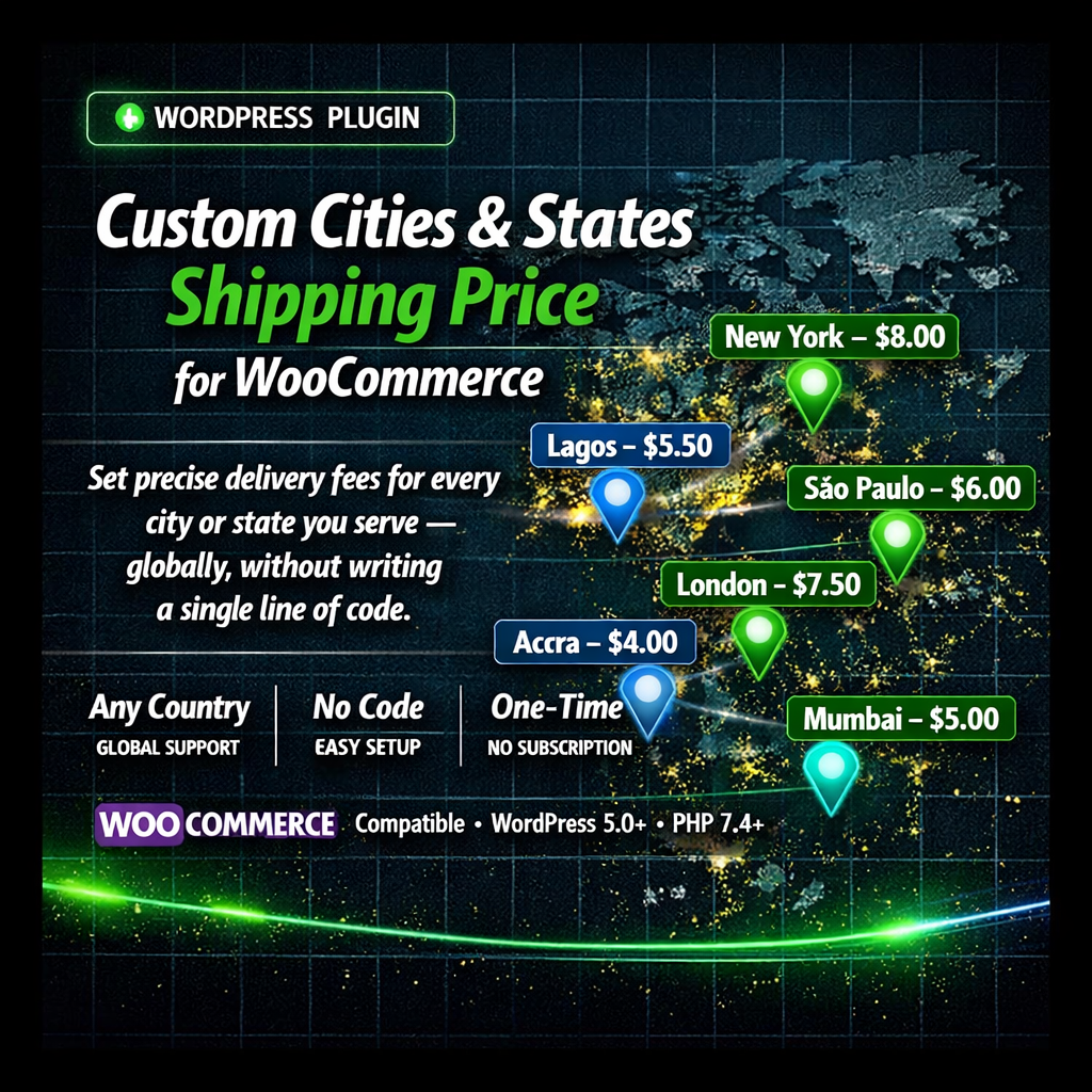 Custom Cities & States WooCommerce Shipping Plugin